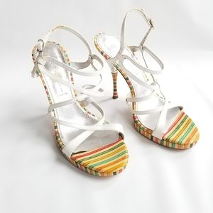 Casadei Made in Italy Strappy Stiletto Heels Rainbow Colorful 9